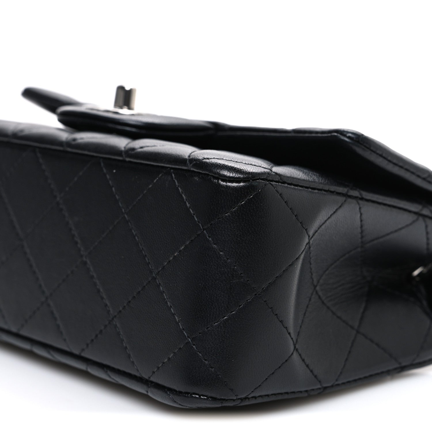 Lambskin Quilted Mini Rectangular Flap Black