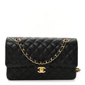 Caviar Quilted Medium Double Flap Black