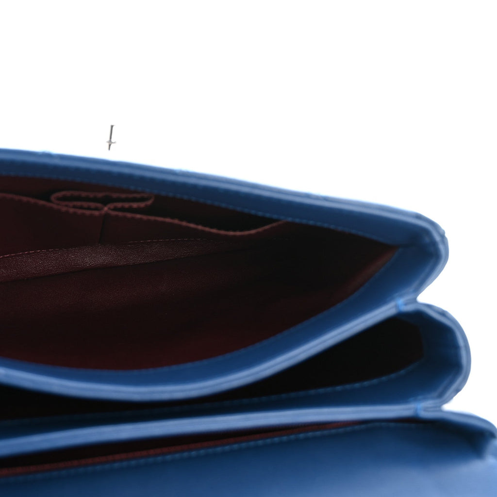 Lambskin Quilted Small Trendy CC Flap Dual Handle Bag Blue
