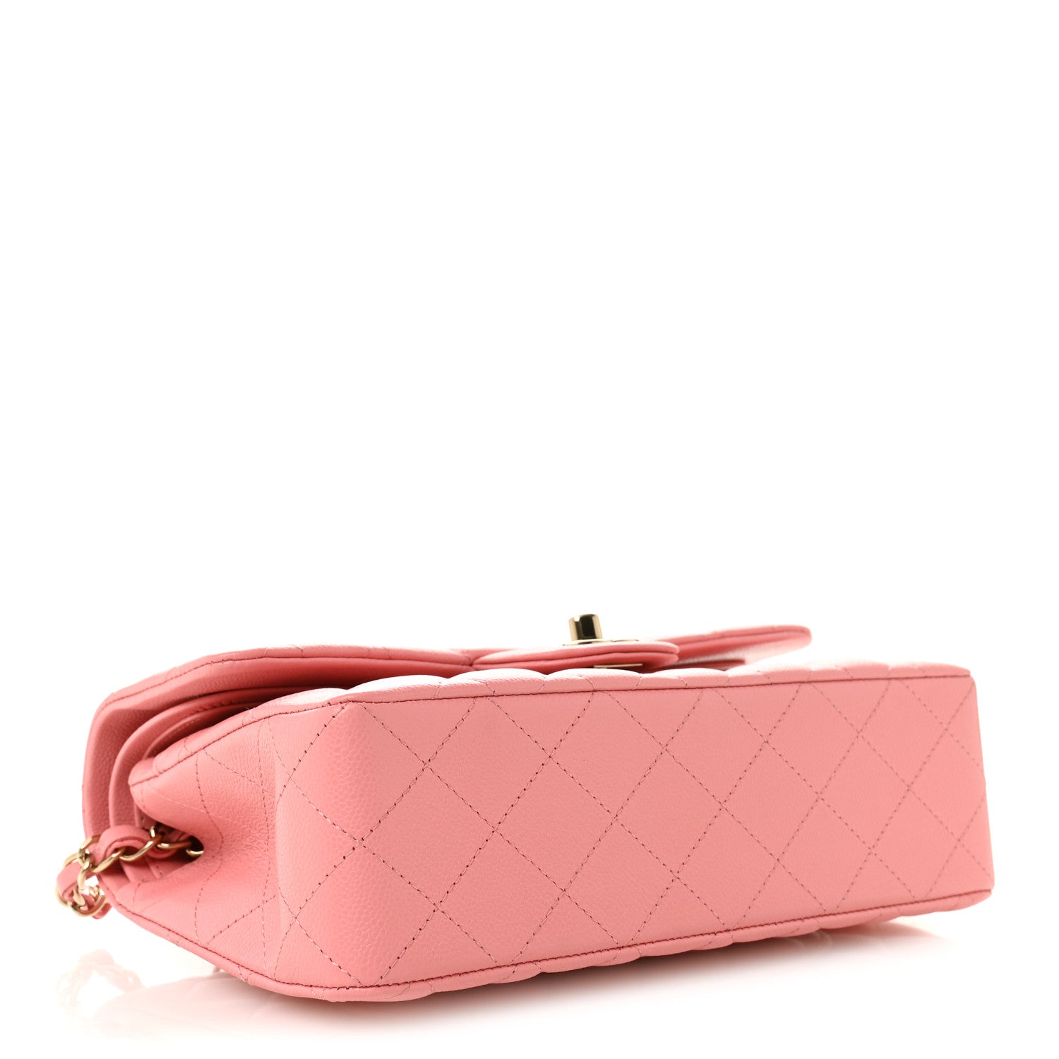 Caviar Quilted Small Double Flap Light Pink