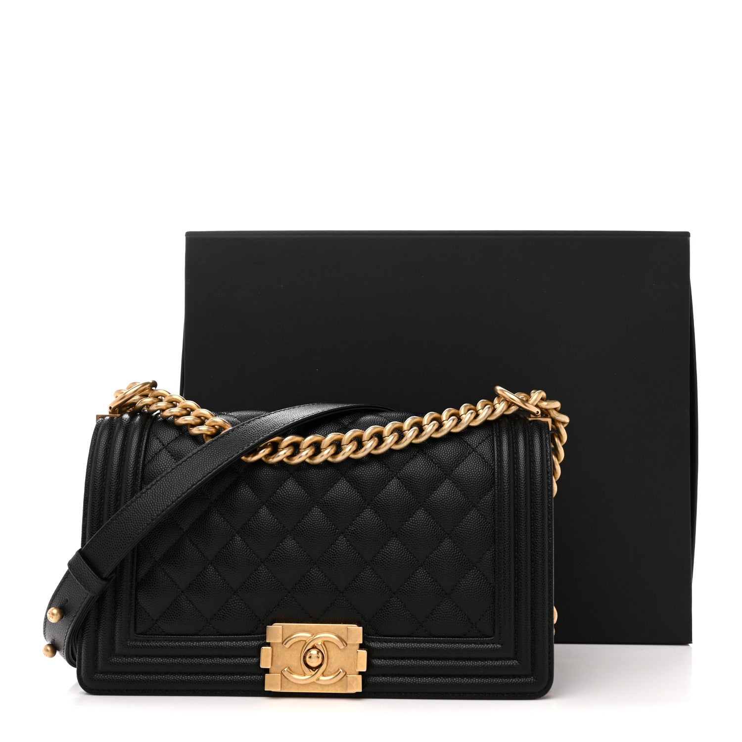 Caviar Quilted Medium Boy Flap Black
