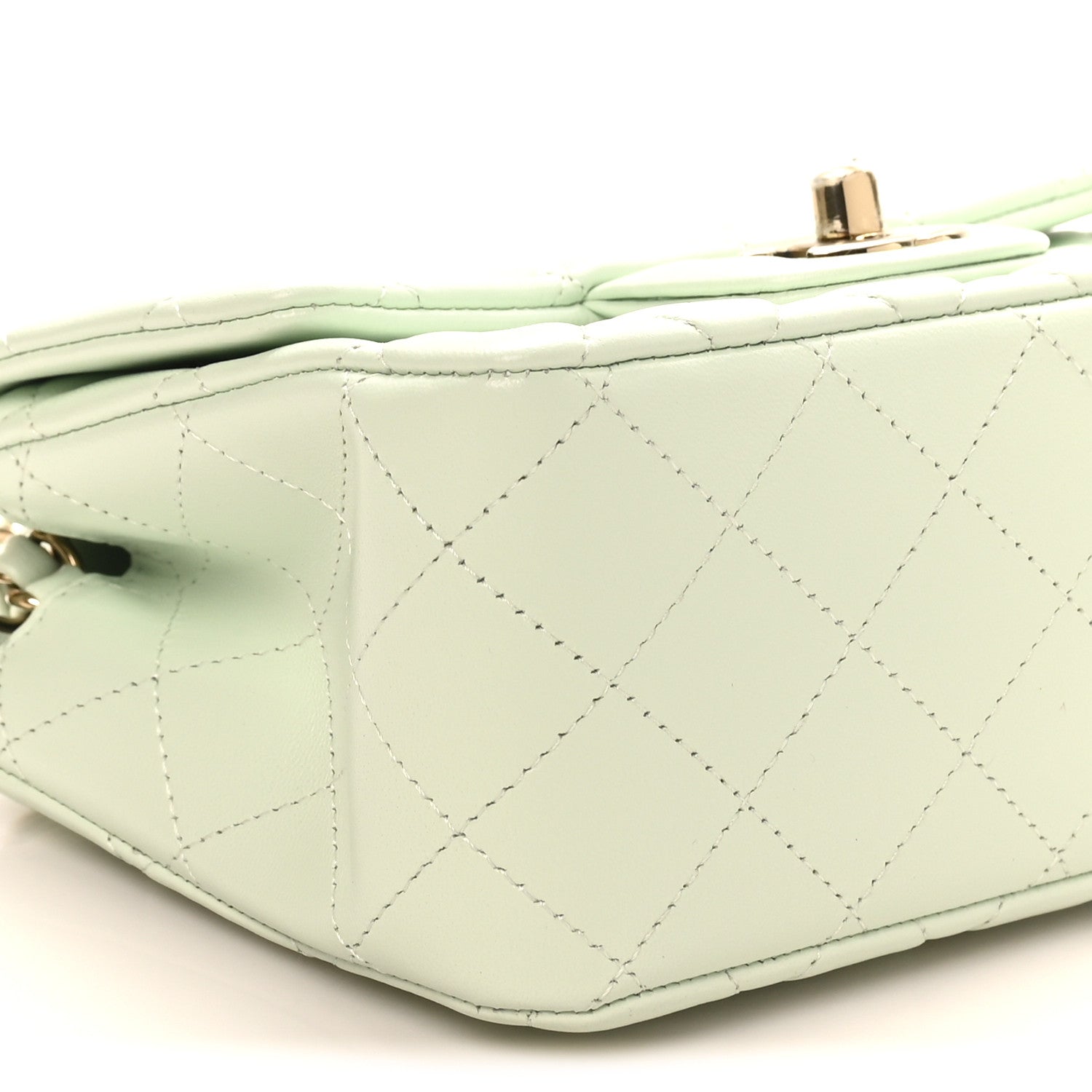 Lambskin Quilted Mini Square Flap Light Green