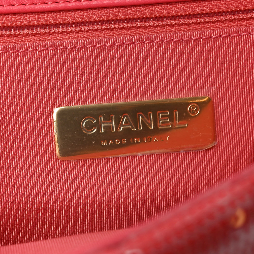 Sequin Quilted Medium Chanel 19 Flap Coral