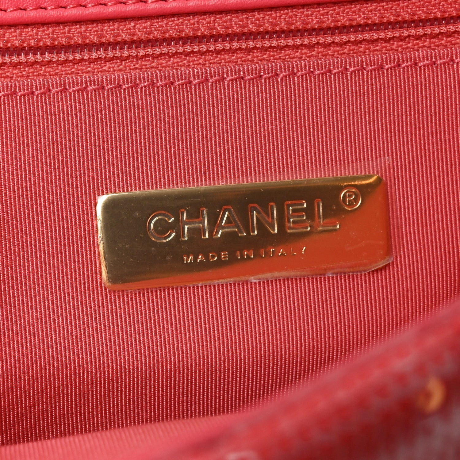 Sequin Quilted Medium Chanel 19 Flap Coral