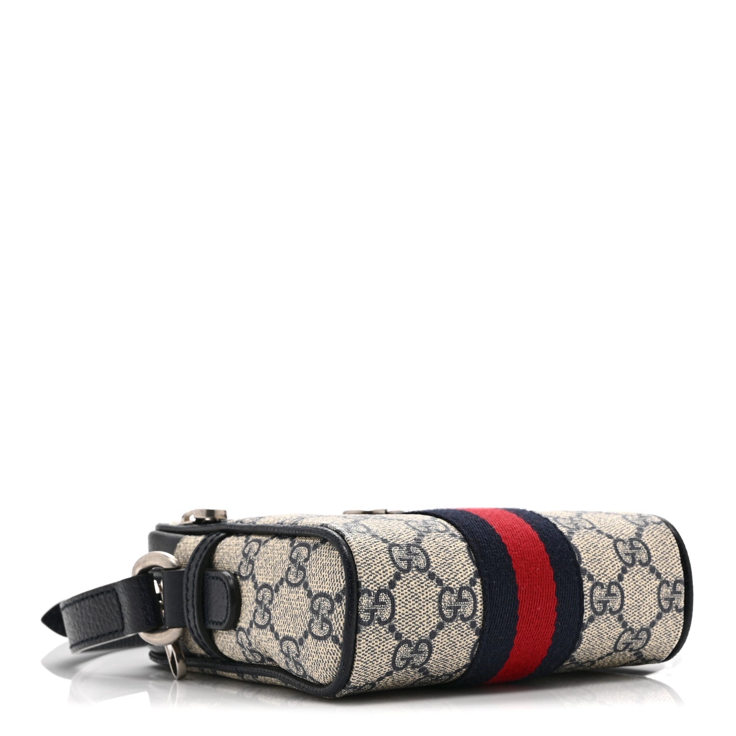 GG Supreme Monogram Textured Calfskin Web Mini Ophidia Messenger Beige Blue