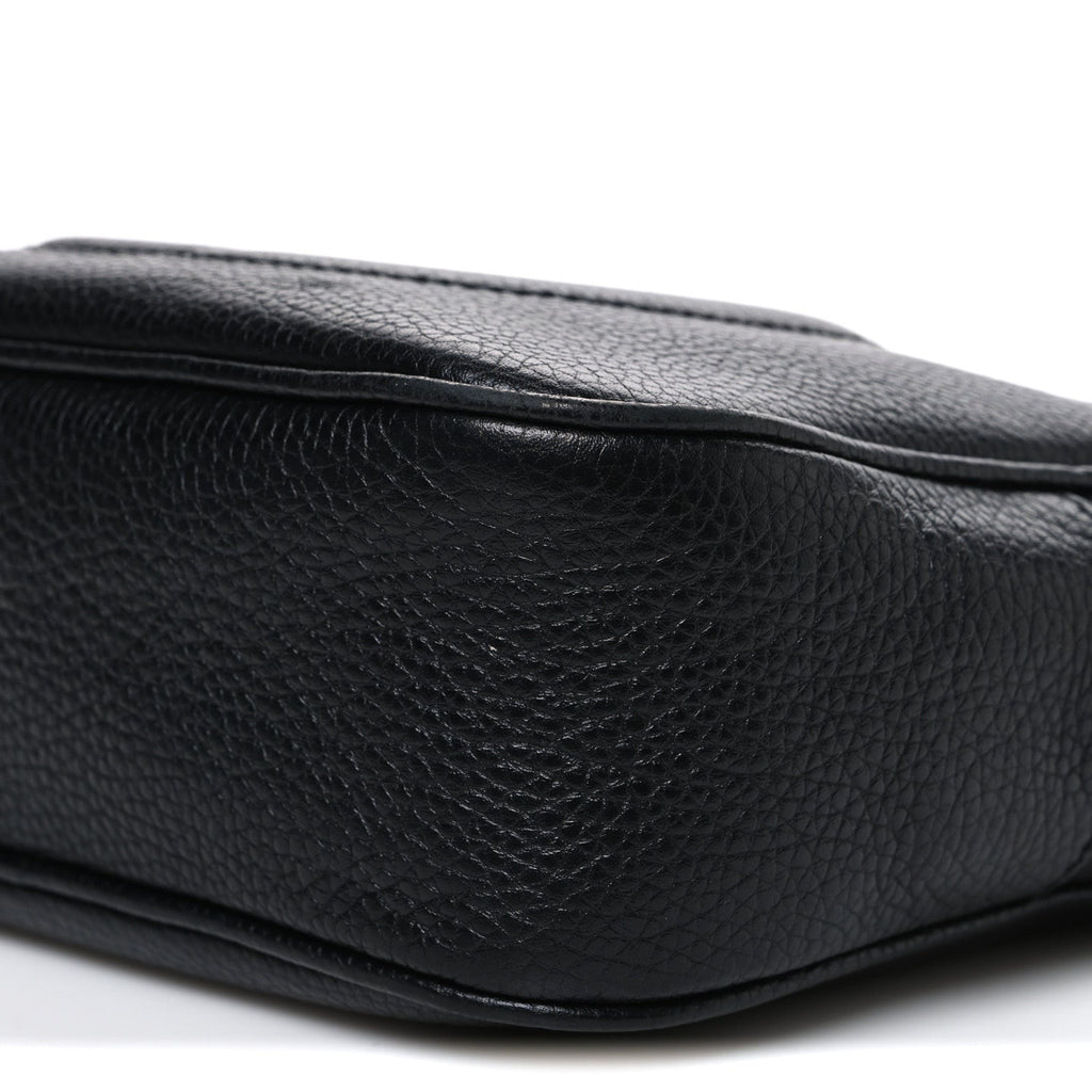 Pebbled Calfskin Small Soho Disco Bag Black