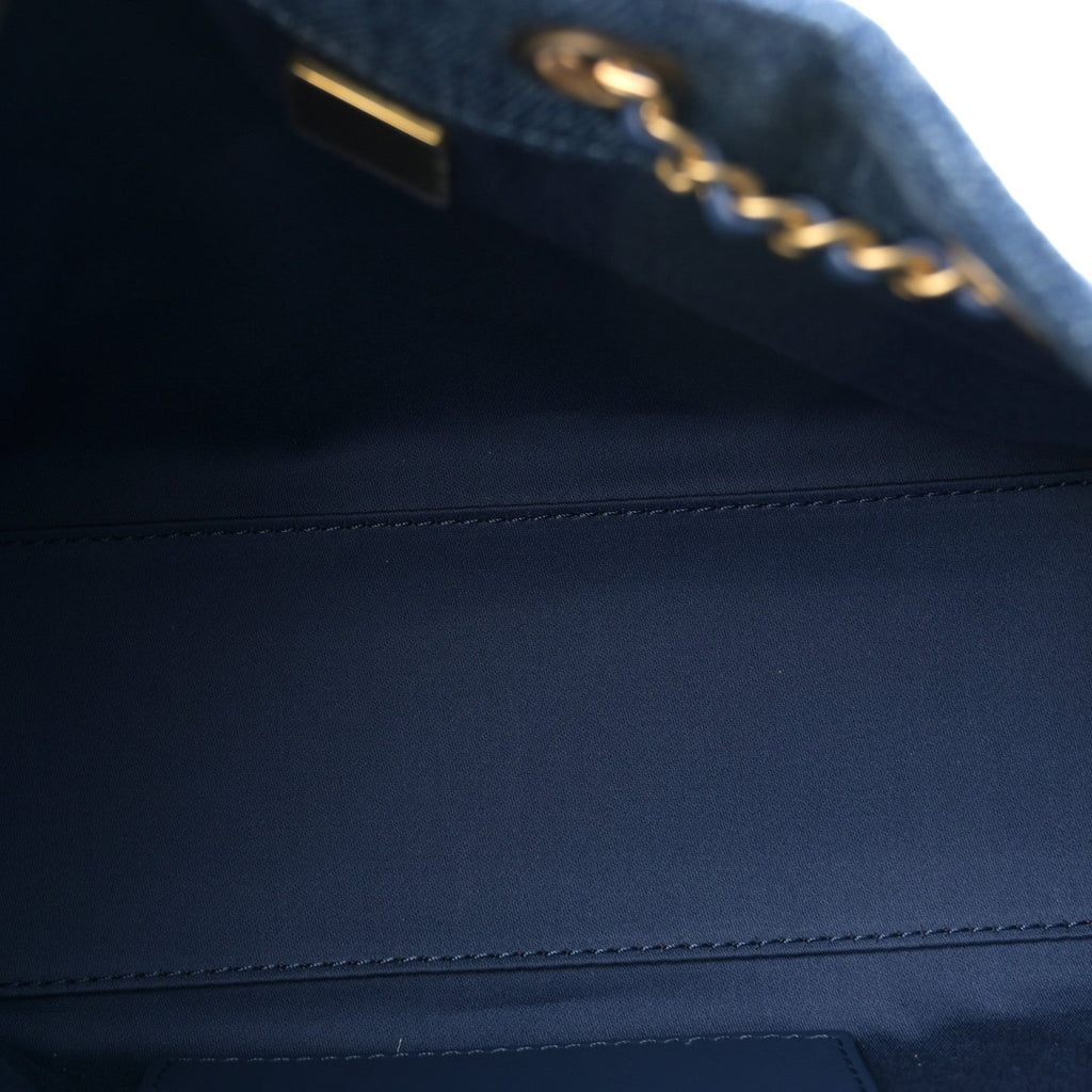 Washed Denim Quilted Mini Chanel 25 Handbag Blue