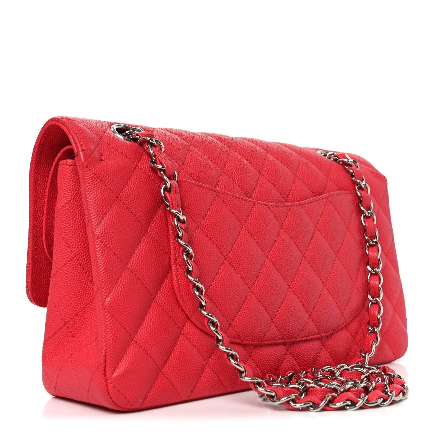 Caviar Quilted Medium Double Flap Dark Pink