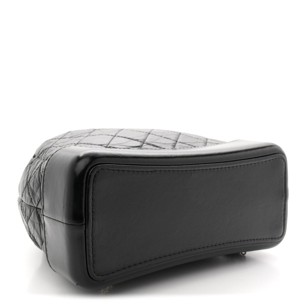 Aged Calfskin Quilted Small Gabrielle Backpack Black