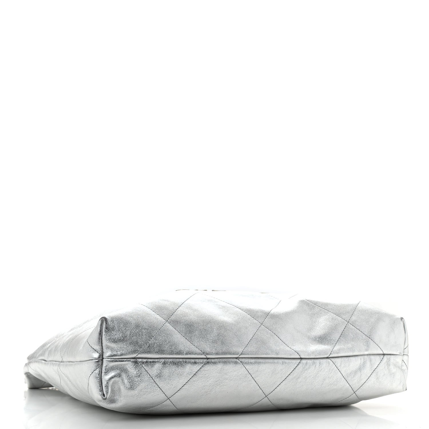 Metallic Calfskin Quilted Chanel 22 Silver