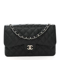 Caviar Quilted Jumbo Double Flap Black
