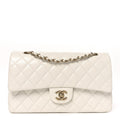 Caviar Quilted Medium Double Flap White