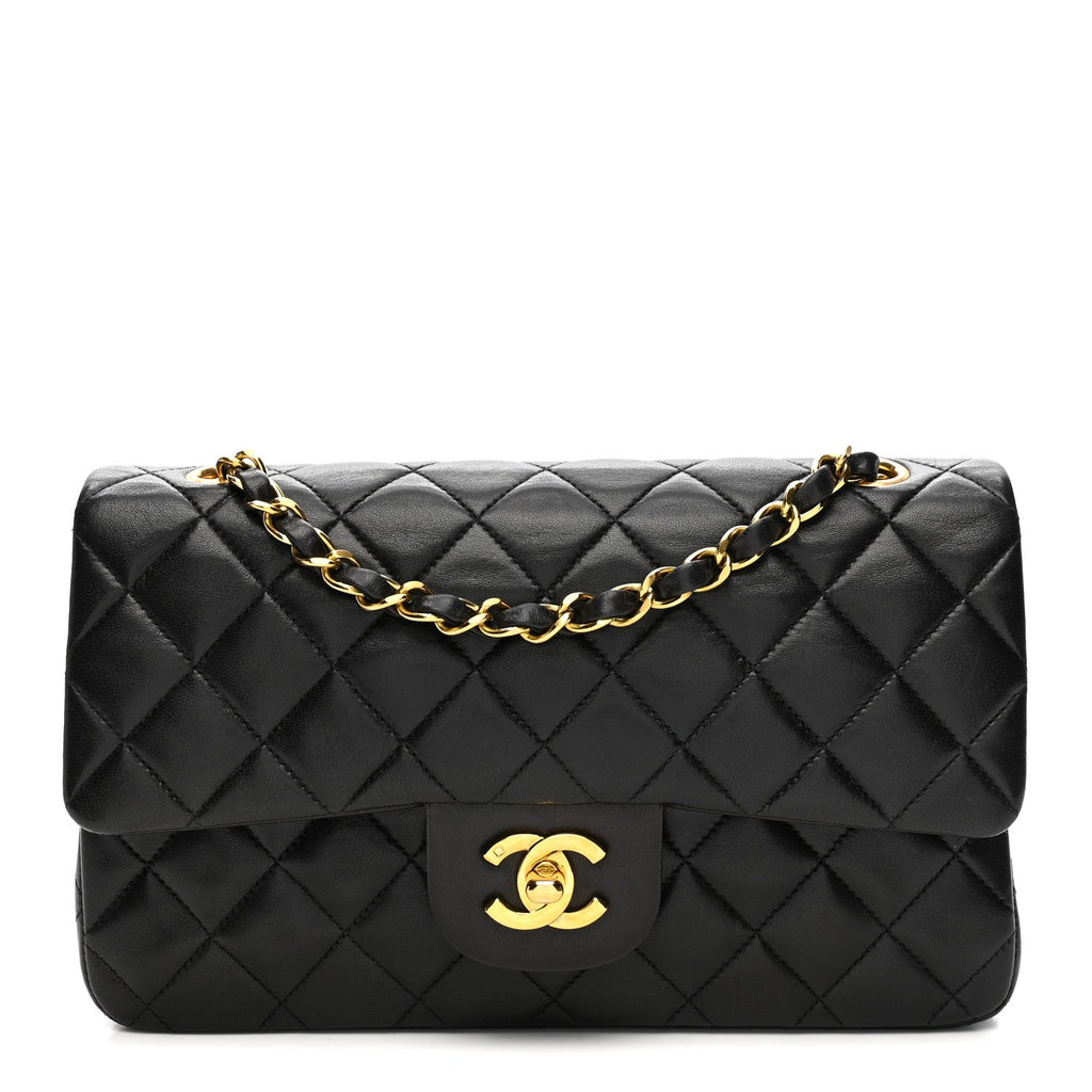 Lambskin Quilted Small Double Flap Black