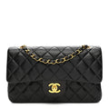 Lambskin Quilted Small Double Flap Black
