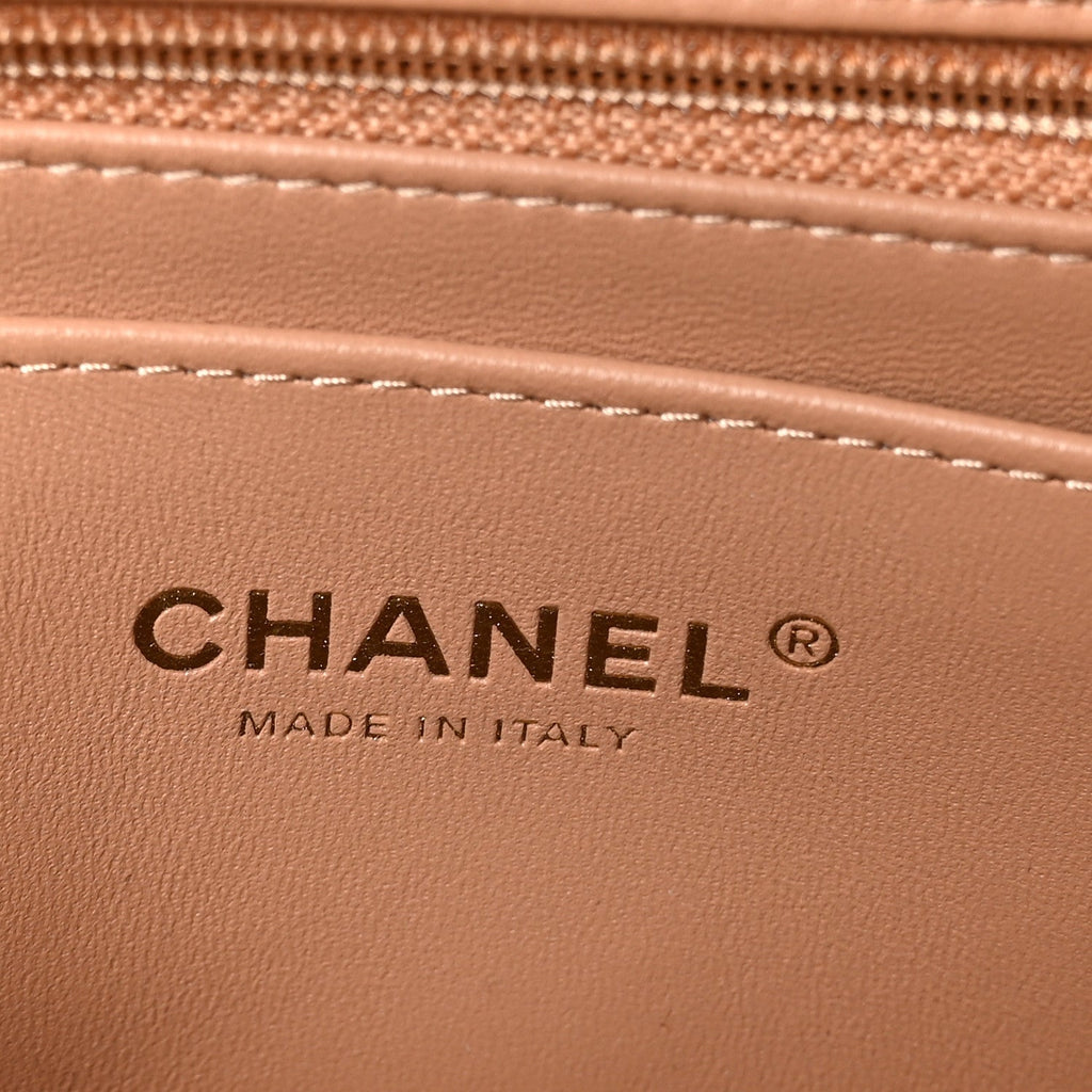 Lambskin Quilted Mini Rectangular Flap Brown