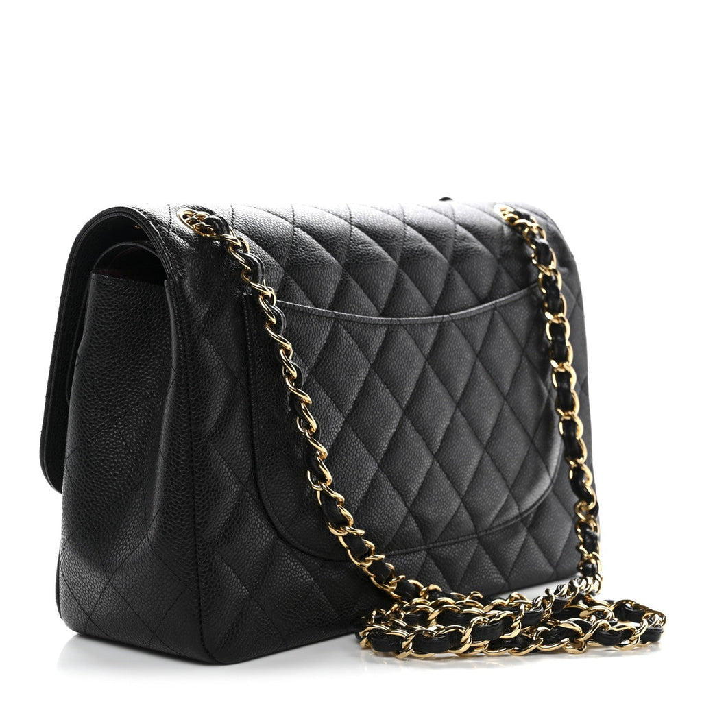 Caviar Quilted Jumbo Double Flap Black