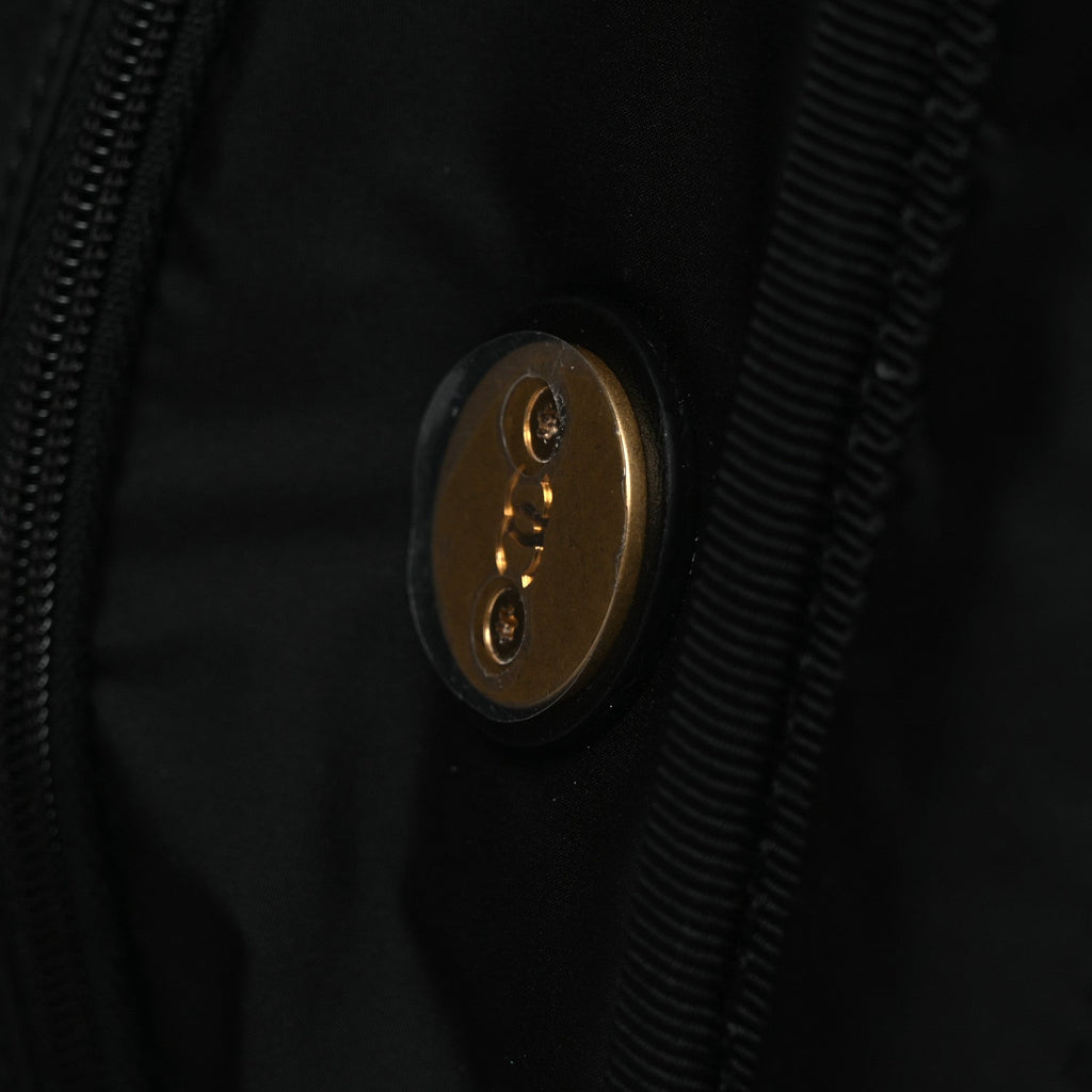 Shiny Grained Calfskin Quilted Large Travel Bowling Bag Black