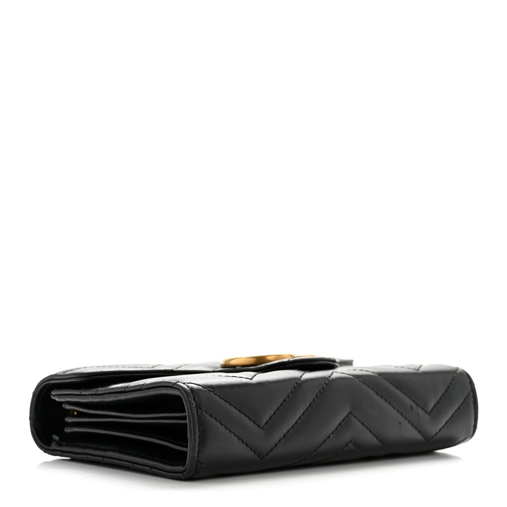 Calfskin Matelasse GG Marmont Chain Wallet Black