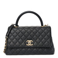 Caviar Quilted Small Coco Chain Handle Flap Black