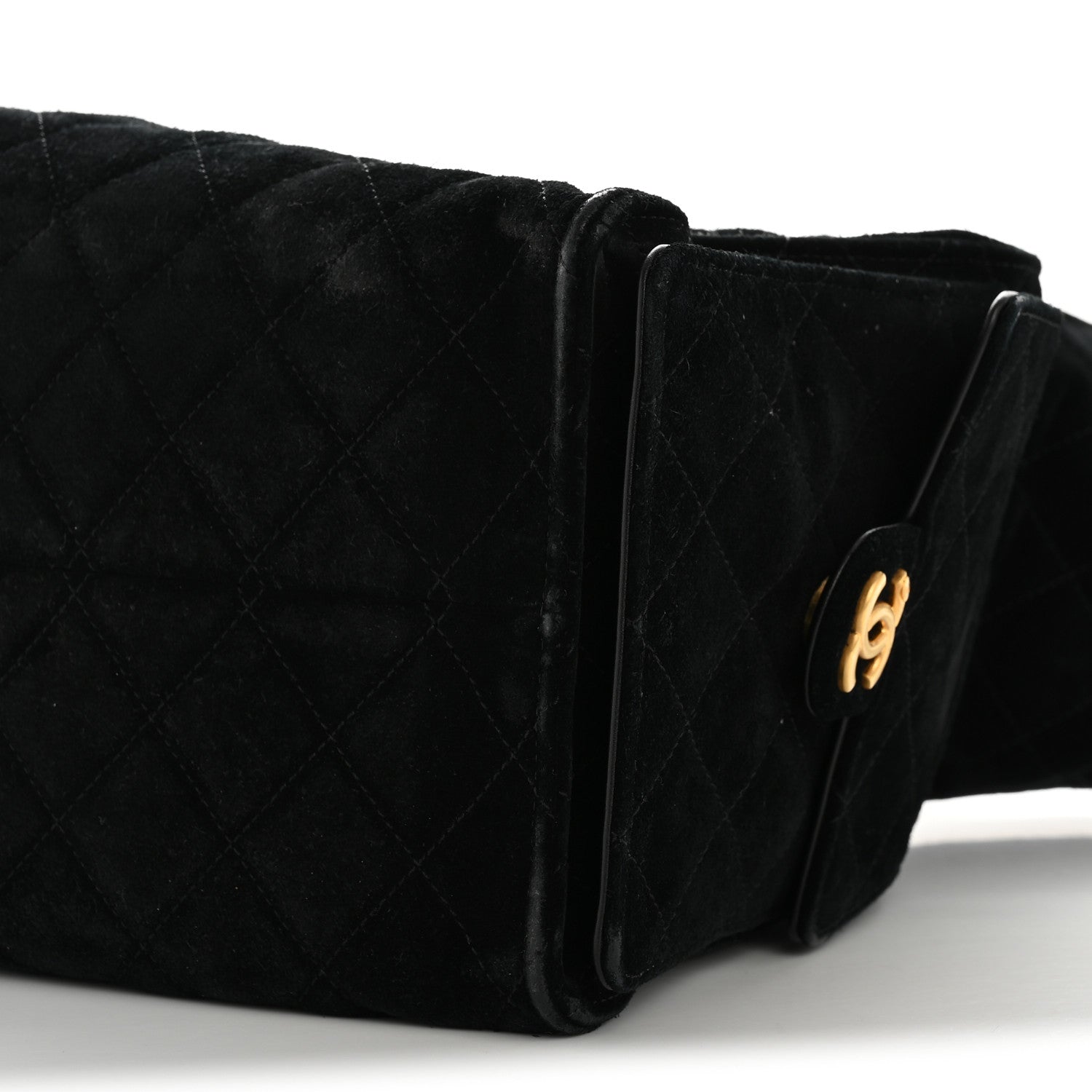 Suede Quilted Medium Chanel 25 Handbag Black