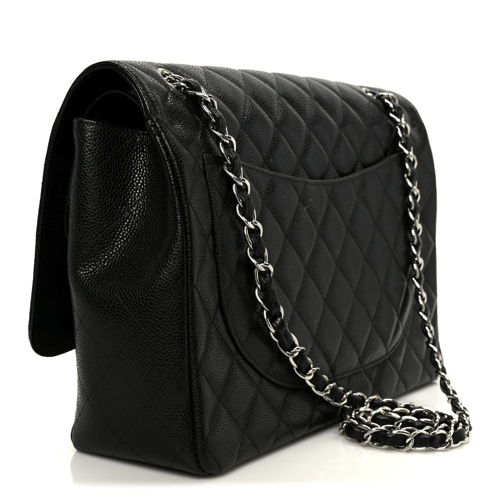Caviar Quilted Maxi Double Flap Black