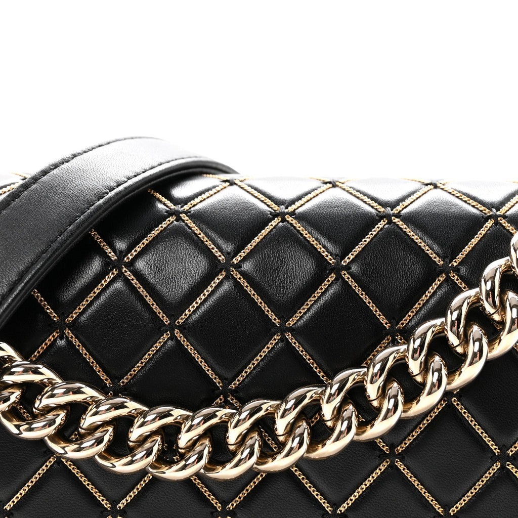 Lambskin Chain Quilted Medium Boy Flap Black