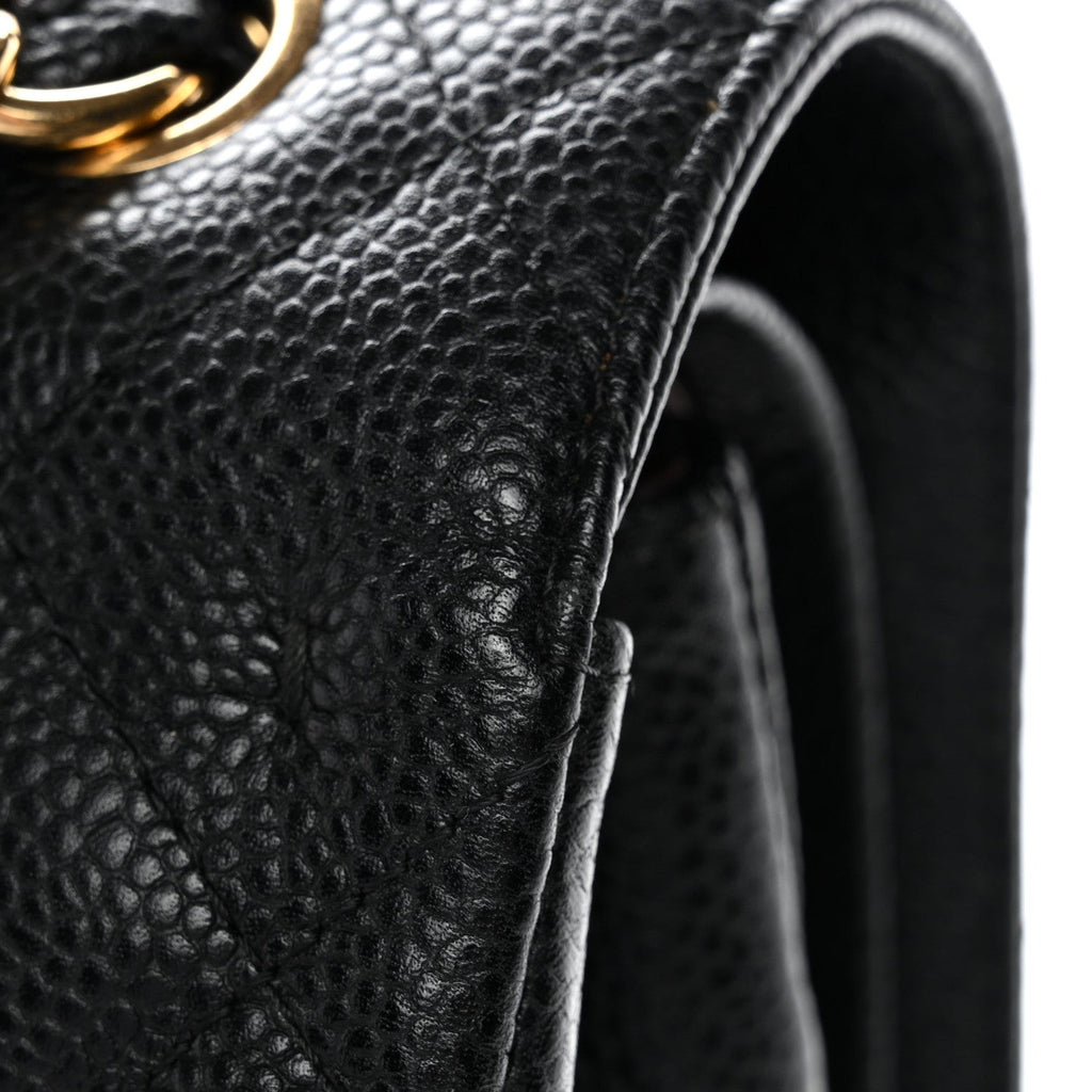 Caviar Quilted Jumbo Double Flap Black