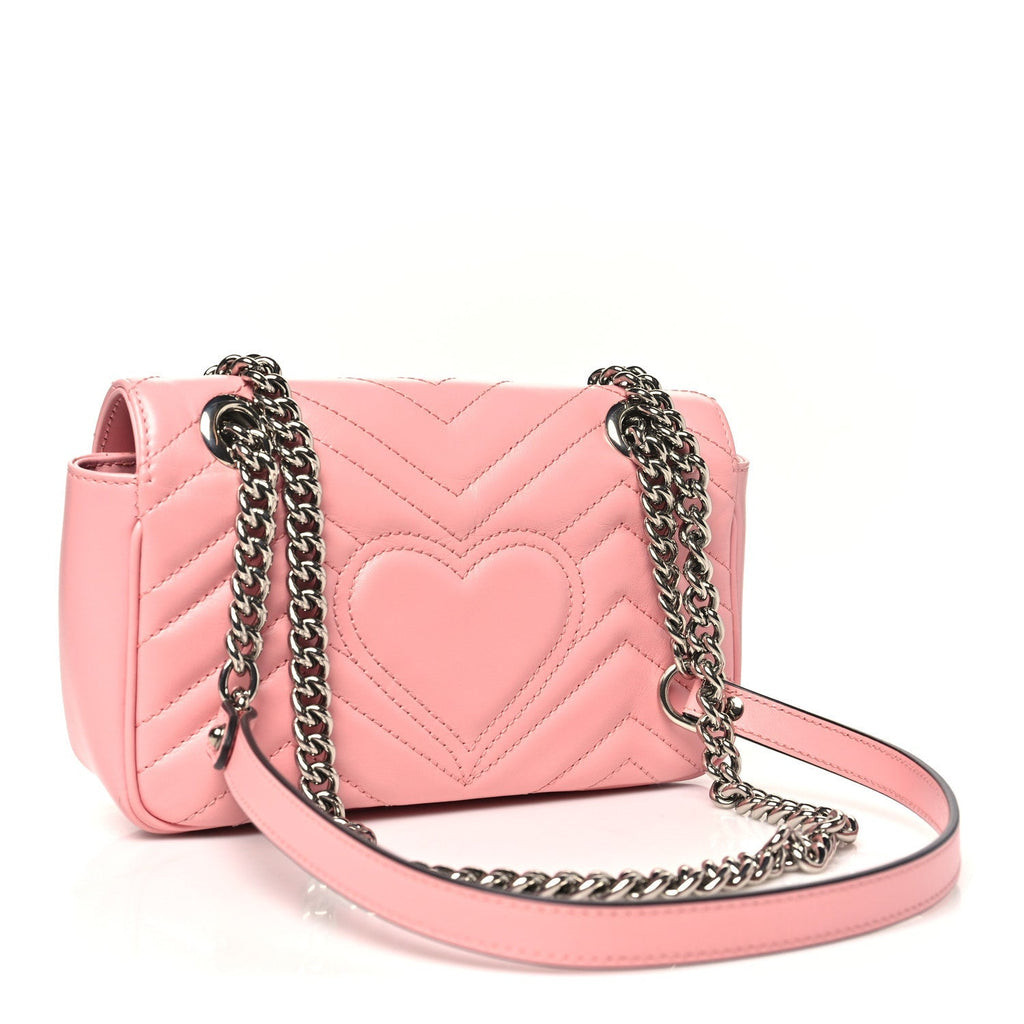 Calfskin Matelasse Mini GG Marmont Shoulder Bag  Wild Rose