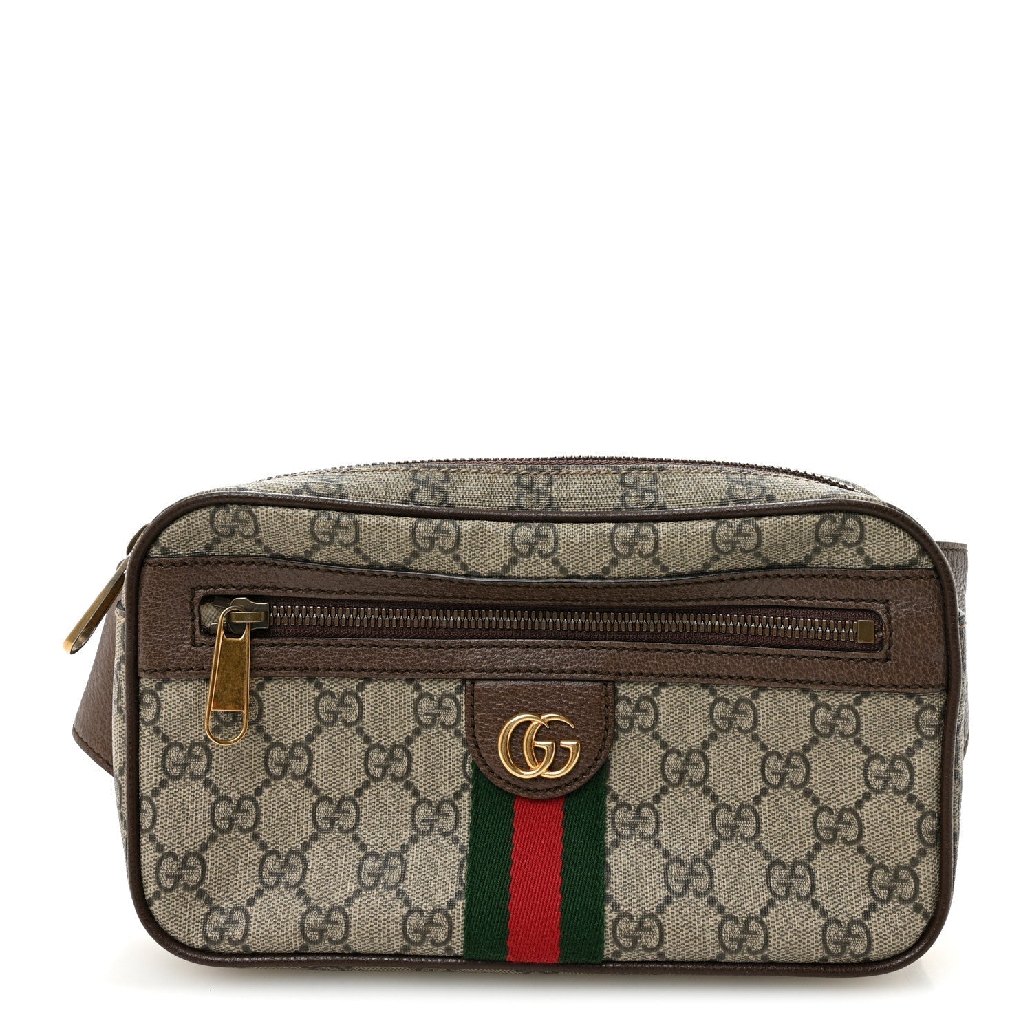 Soft GG Supreme Monogram Medium Ophidia Belt Bag Dark Brown