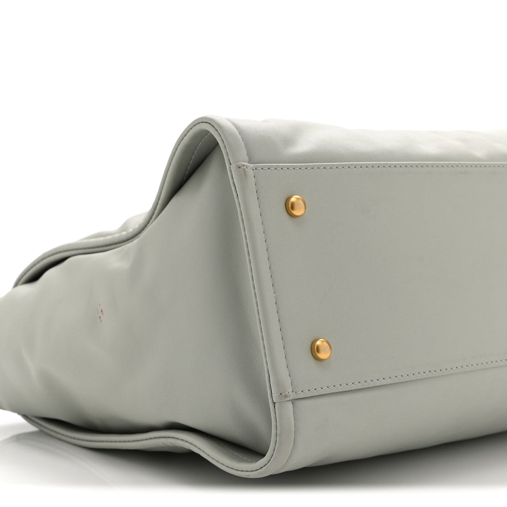 Calfskin Embossed Small Deauville Tote Light Blue