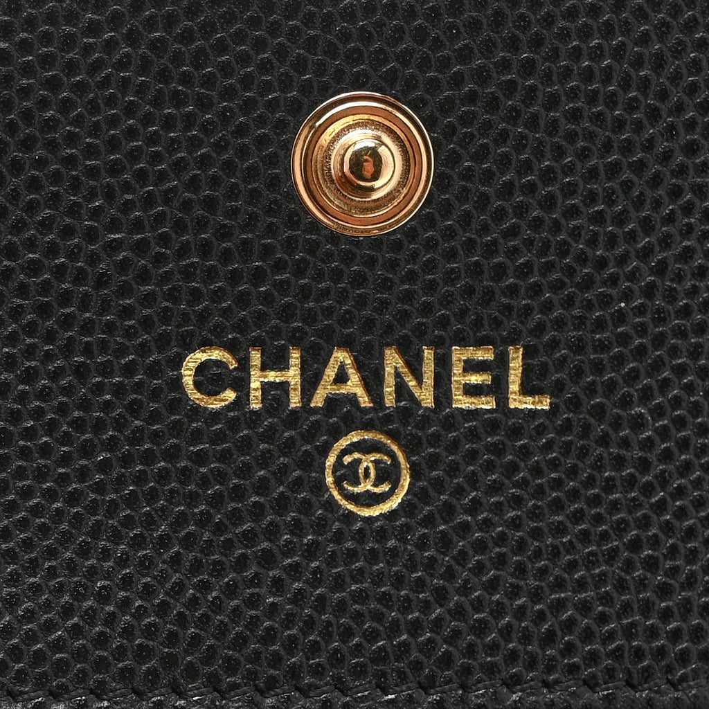 Caviar Quilted Compact Boy Wallet Black