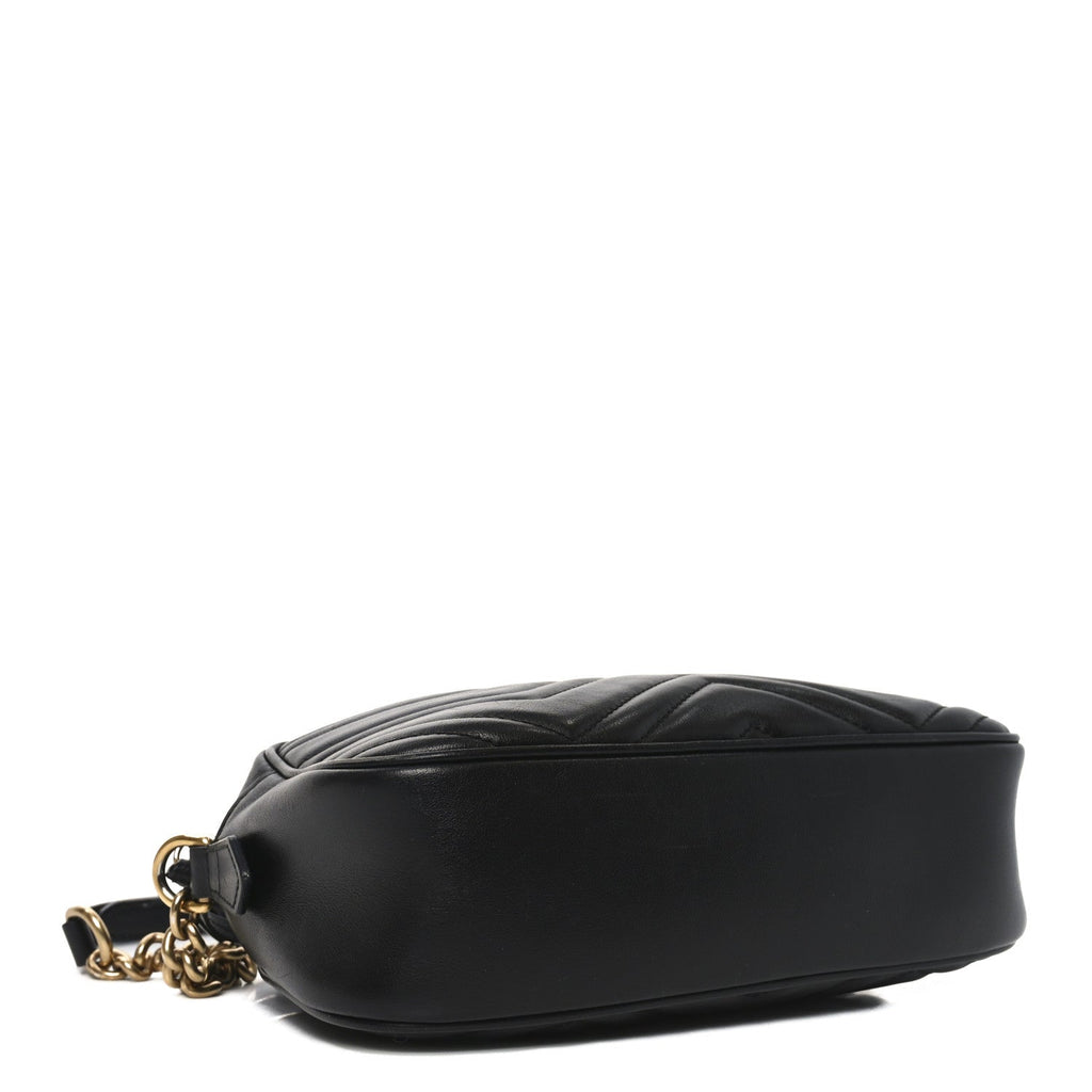 Calfskin Matelasse Small GG Marmont Chain Shoulder Bag Black