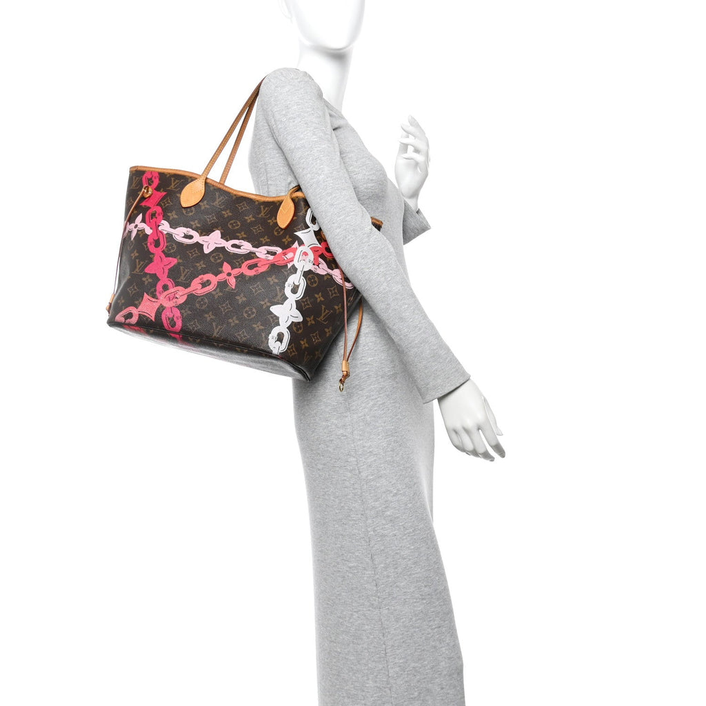 Monogram Bay Neverfull MM Rose Ballerine Poppy