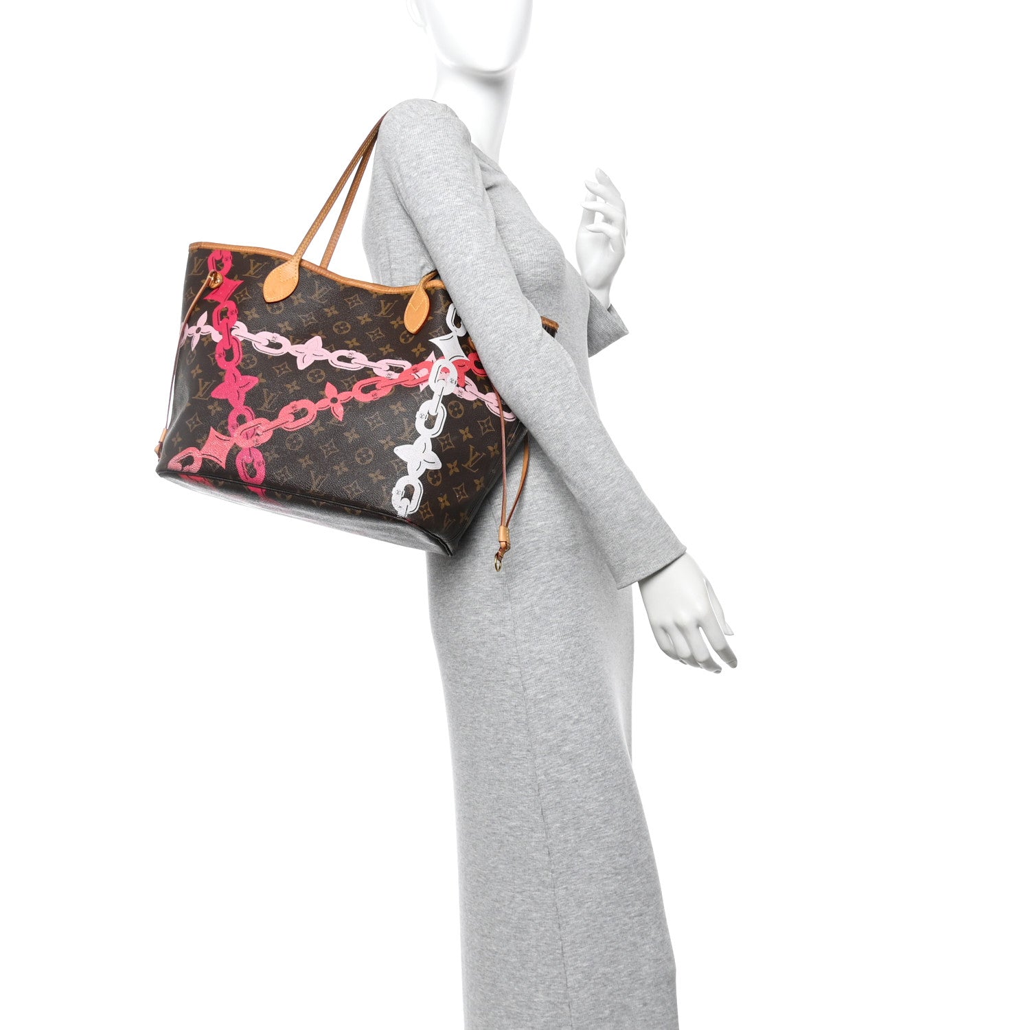 Monogram Bay Neverfull MM Rose Ballerine Poppy