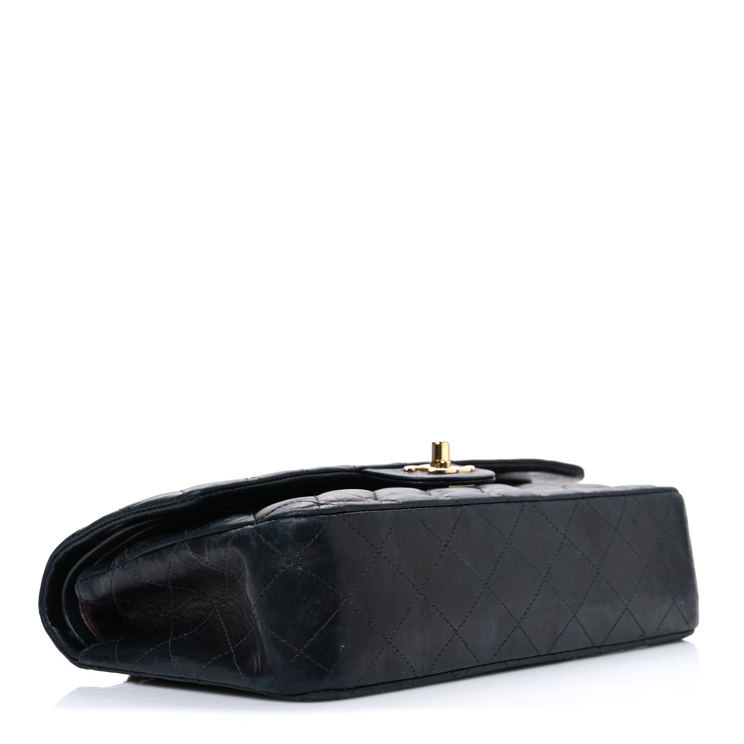 Lambskin Quilted Medium Double Flap Black