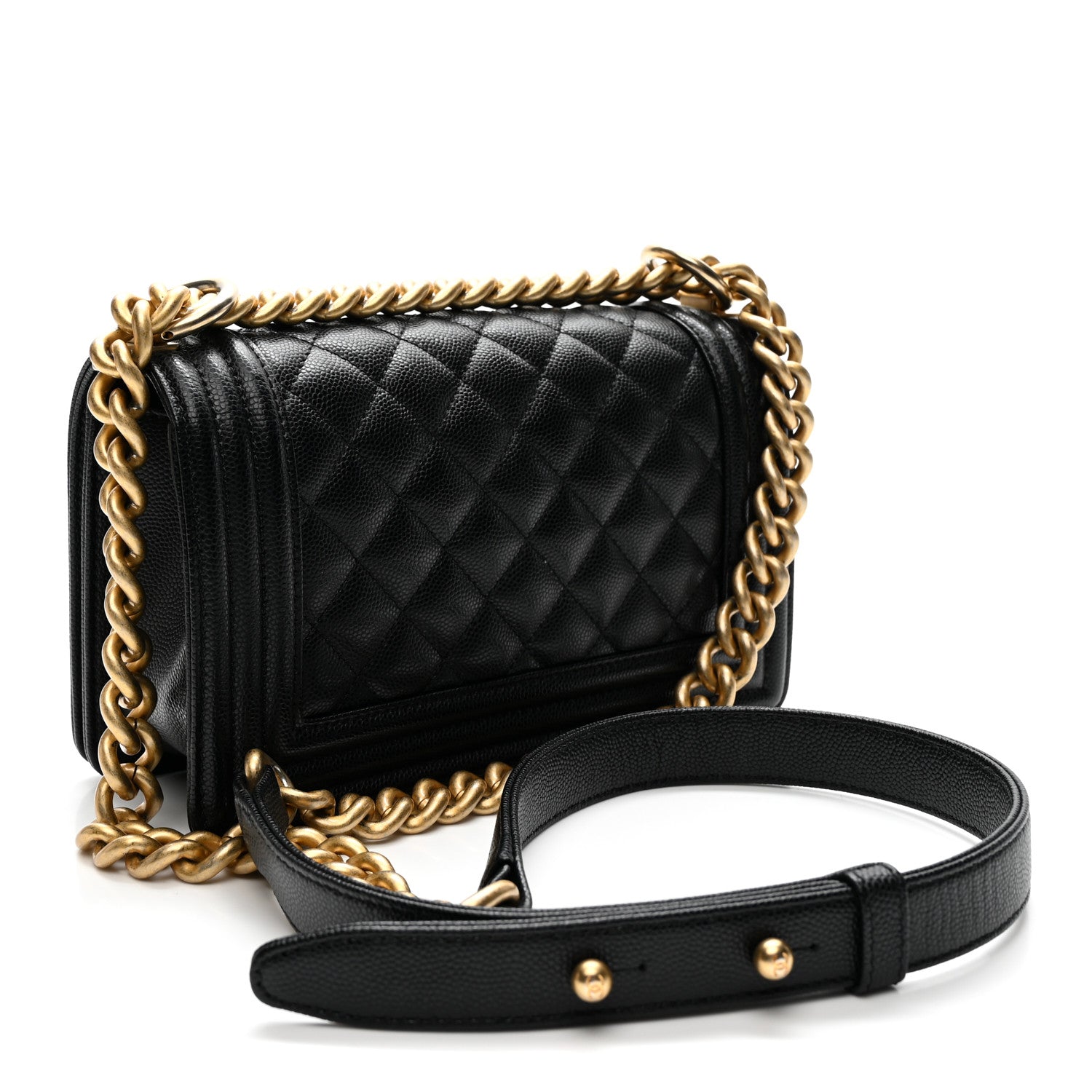Caviar Quilted Small Boy Flap Black