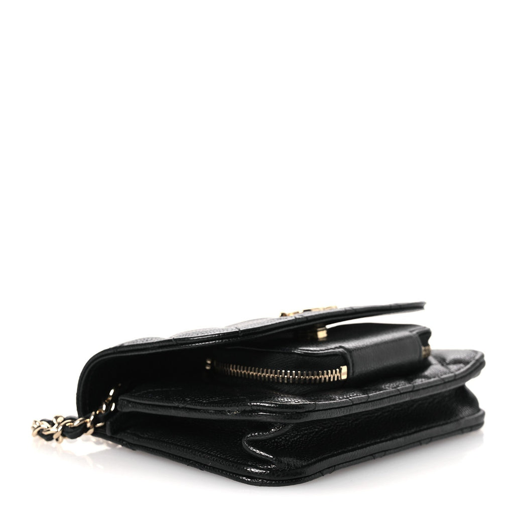 Caviar Quilted Business Affinity Clutch With Chain Black