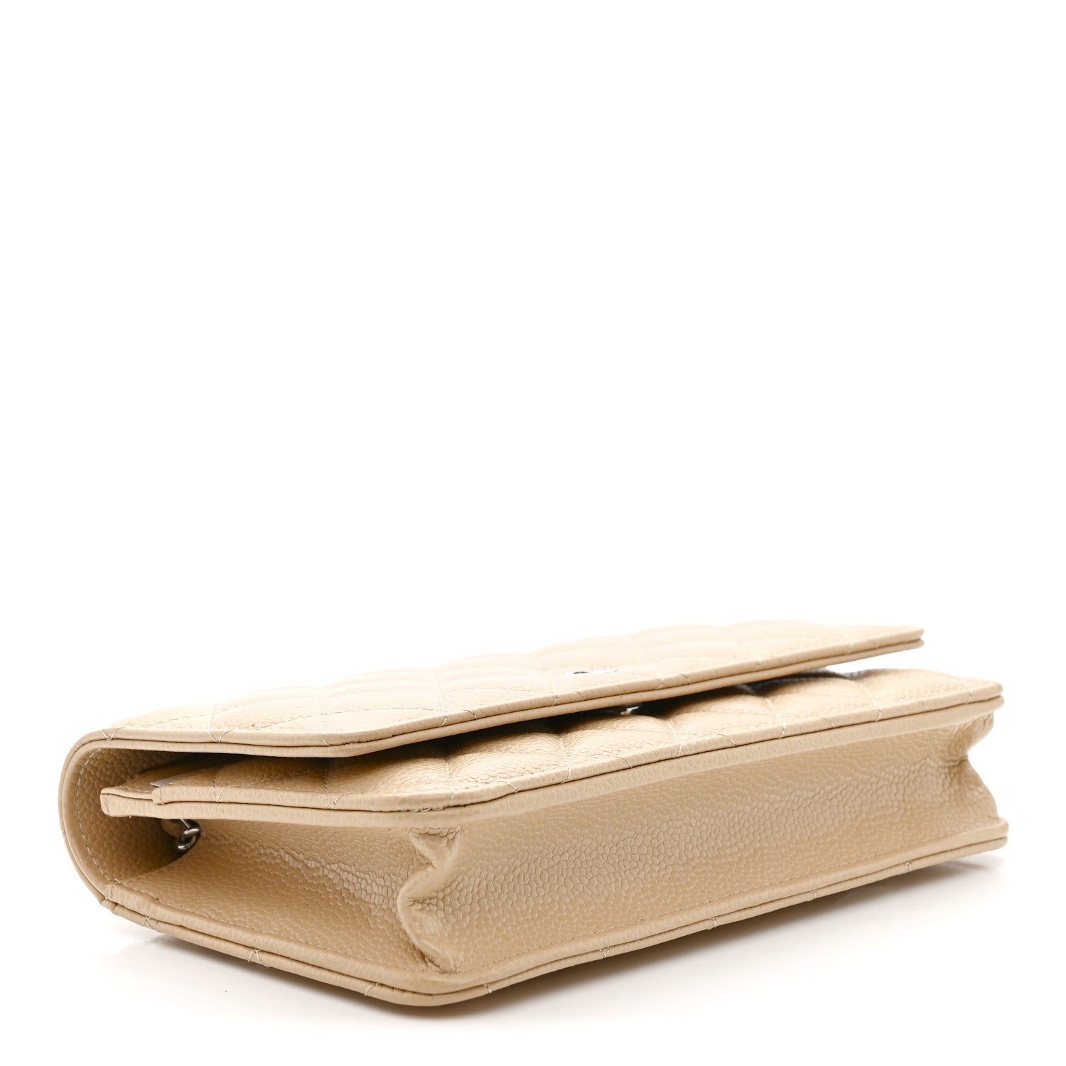 Caviar Quilted Wallet on Chain WOC Beige