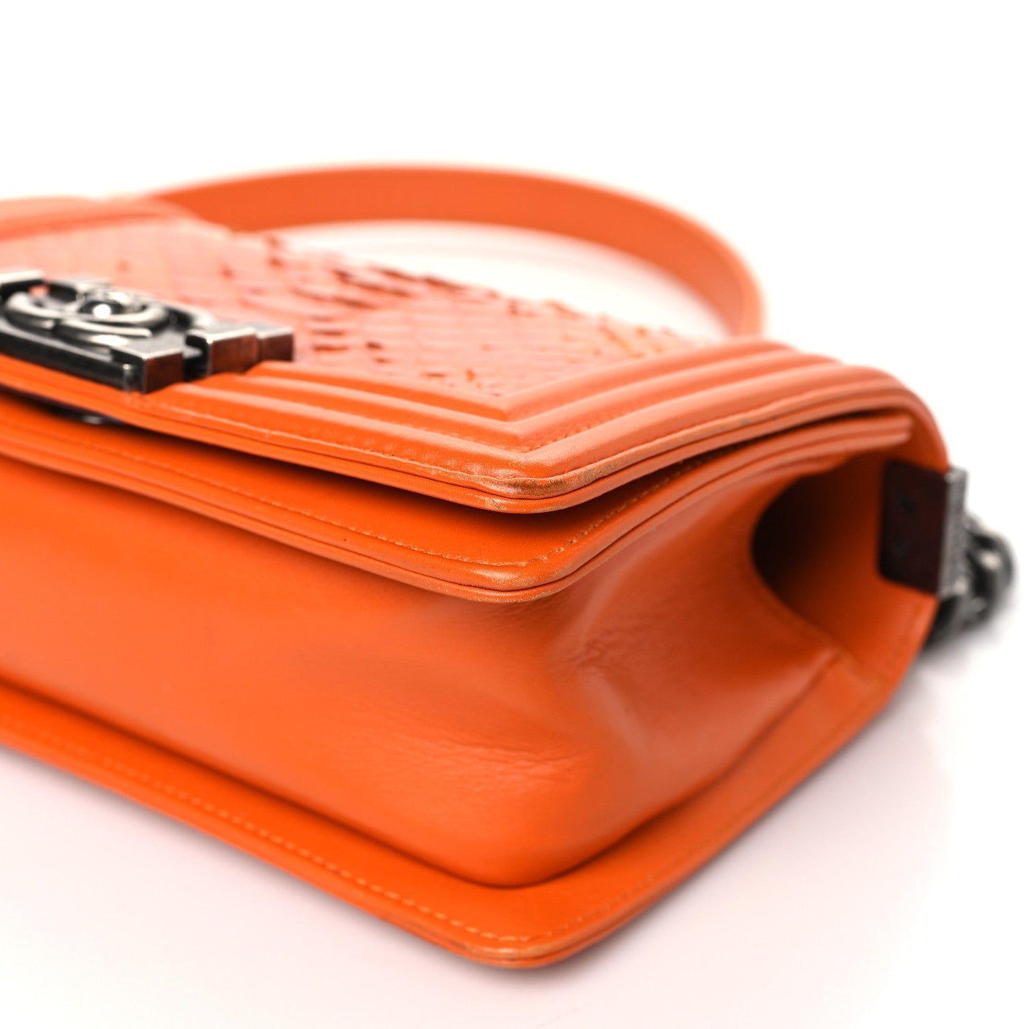 Snakeskin Small Boy Flap Orange