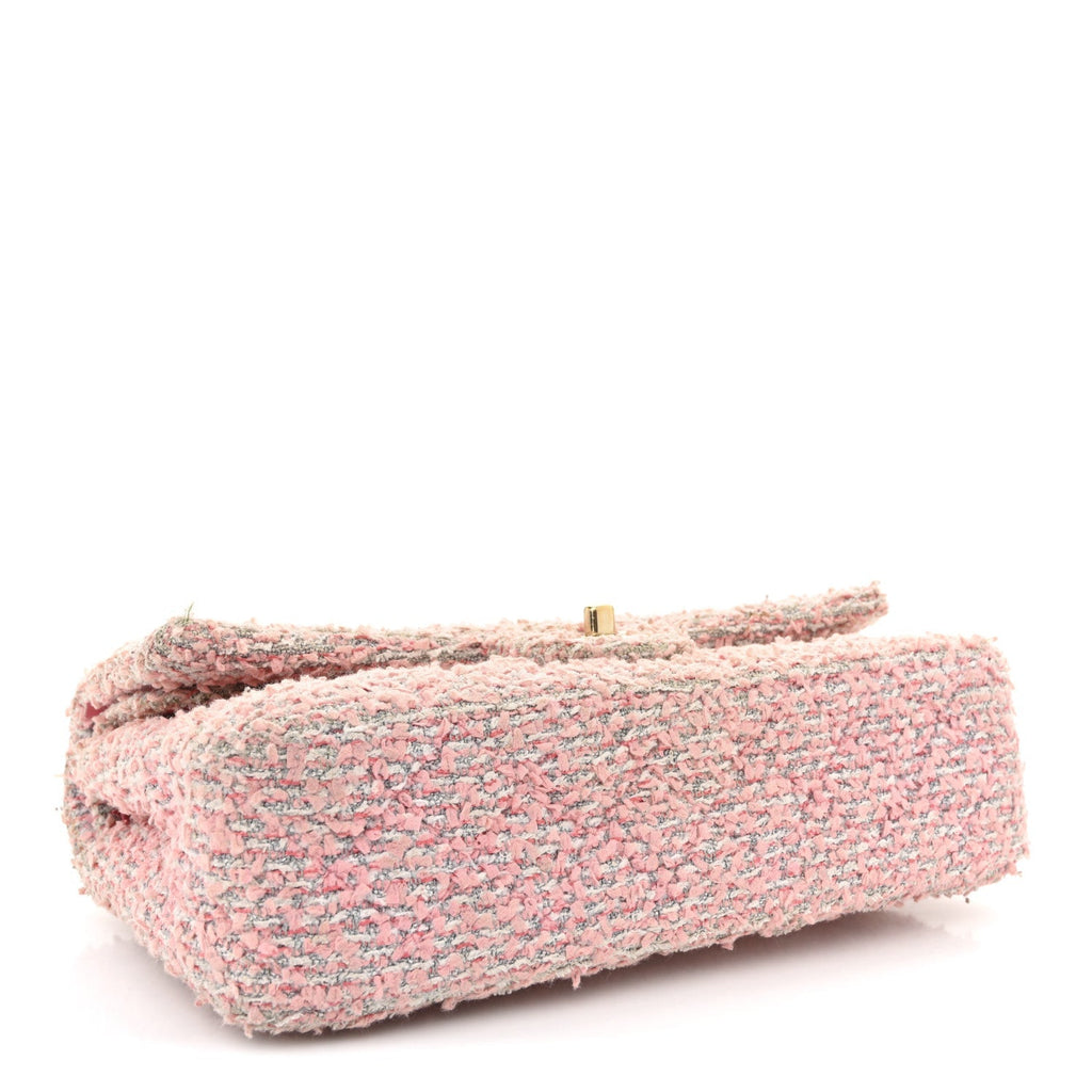 Tweed Medium Double Flap Pink