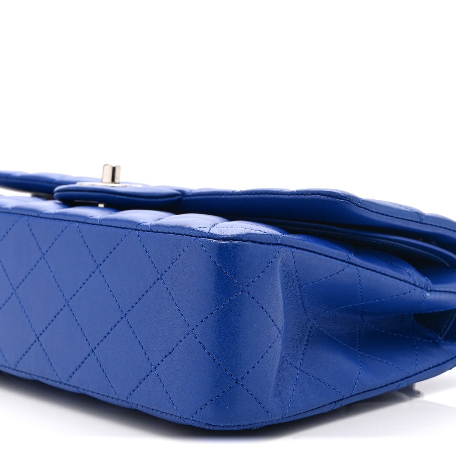 Lambskin Quilted Medium Double Flap Blue