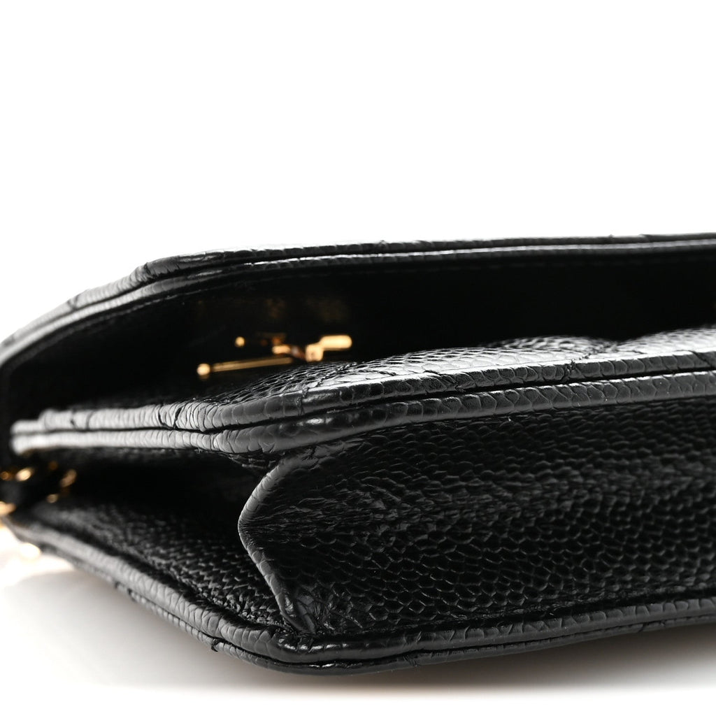 Caviar Quilted Wallet on Chain WOC Black