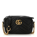 Calfskin Matelasse Mini GG Marmont Chain Shoulder Bag Black