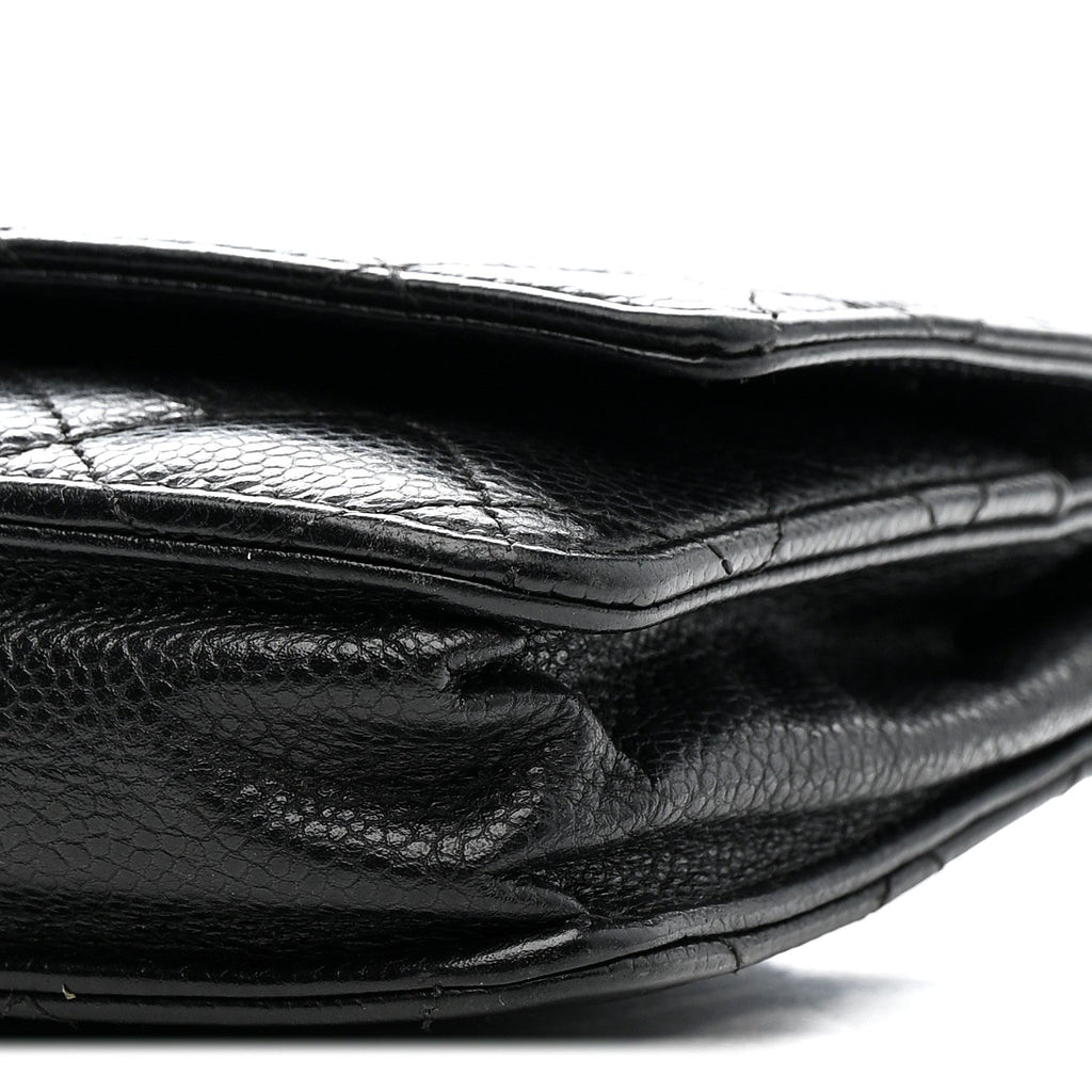 Caviar Quilted Wallet on Chain WOC Black