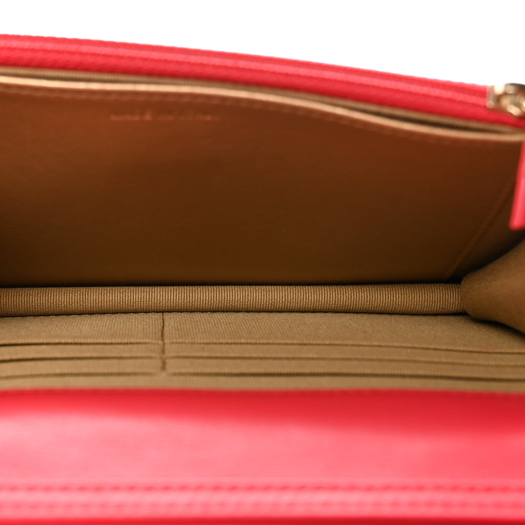 Lambskin Quilted CC Pearl Crush Wallet on Chain WOC Red