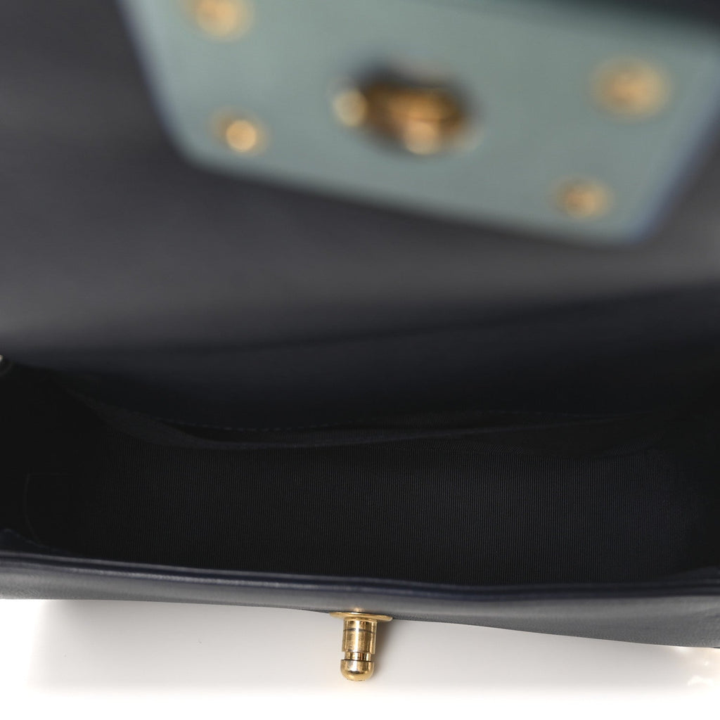 Sheepskin Braided Small Boy Reverso Flap Navy