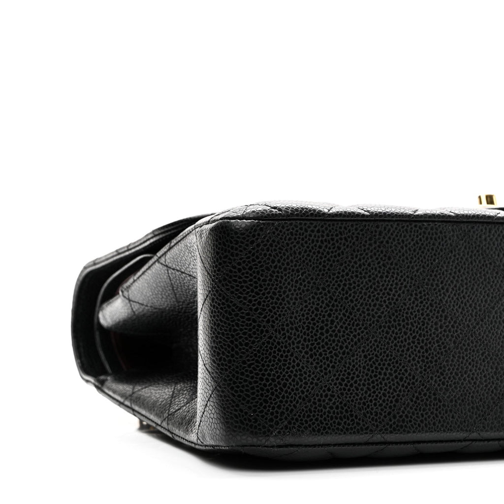 Caviar Quilted Jumbo Double Flap Black