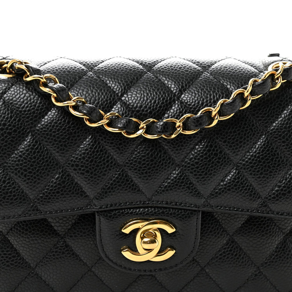Caviar Quilted Small Double Flap Black