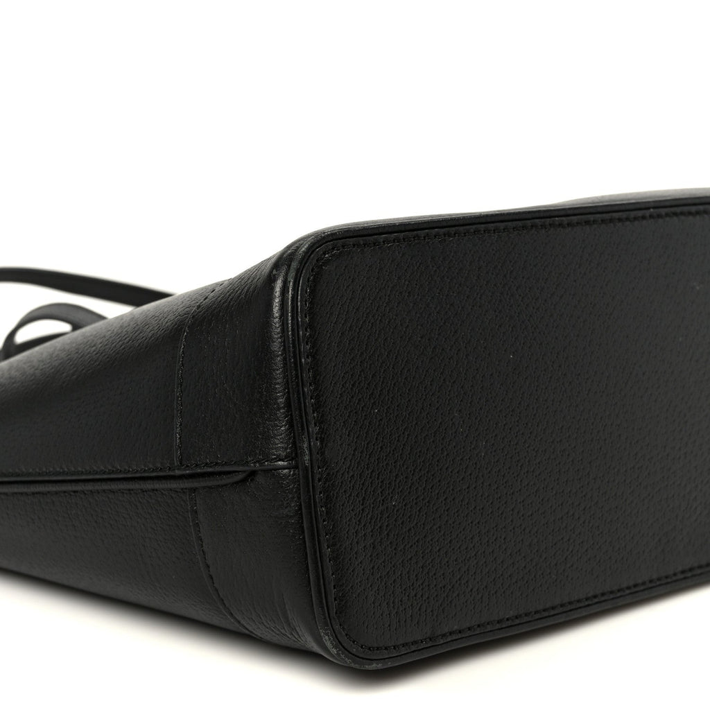 Textured Dollar Calfskin Small Ophidia Shoulder Tote Bag Black