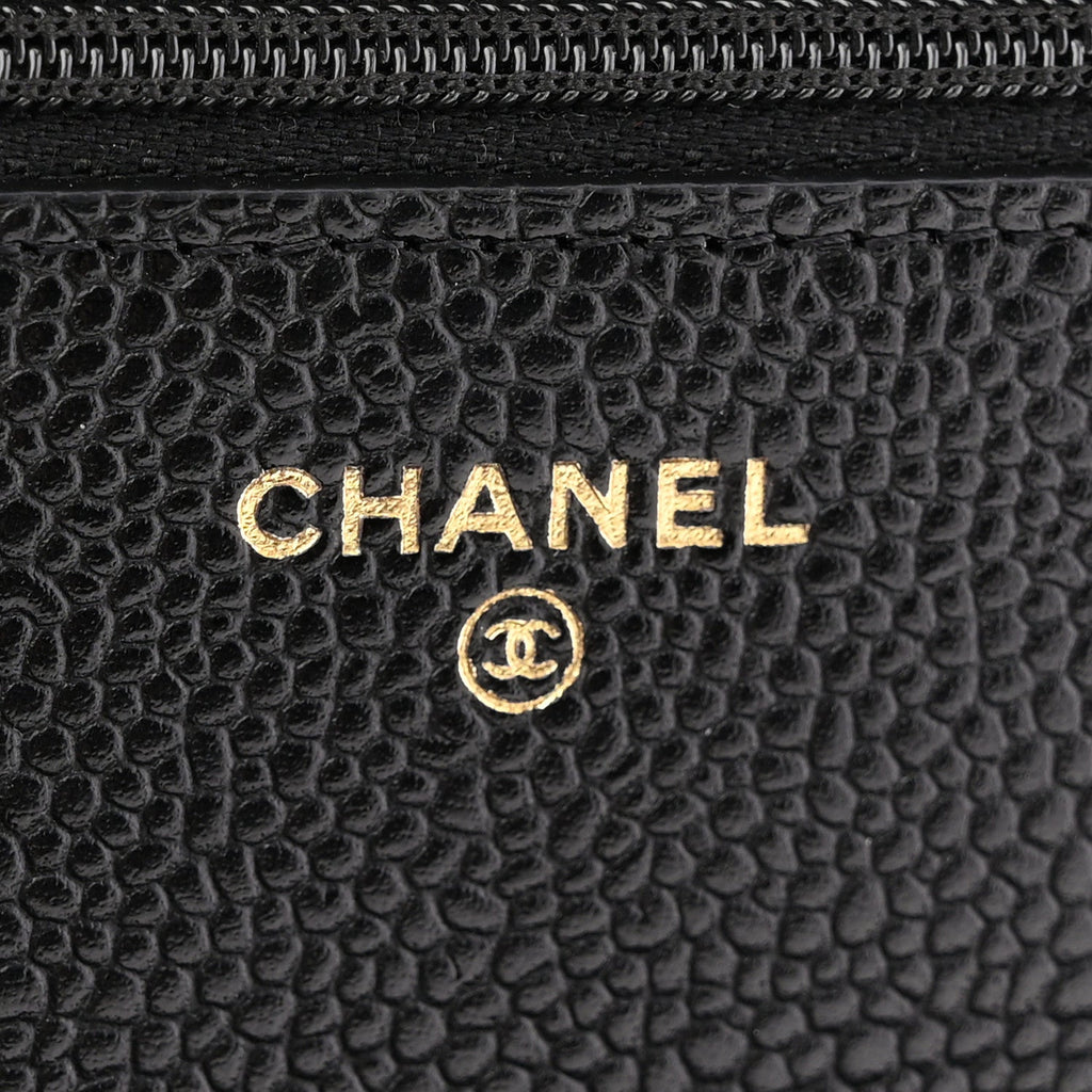 Caviar Quilted Wallet on Chain WOC Black